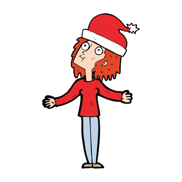 Mujer de dibujos animados listo para la Navidad — Vector de stock
