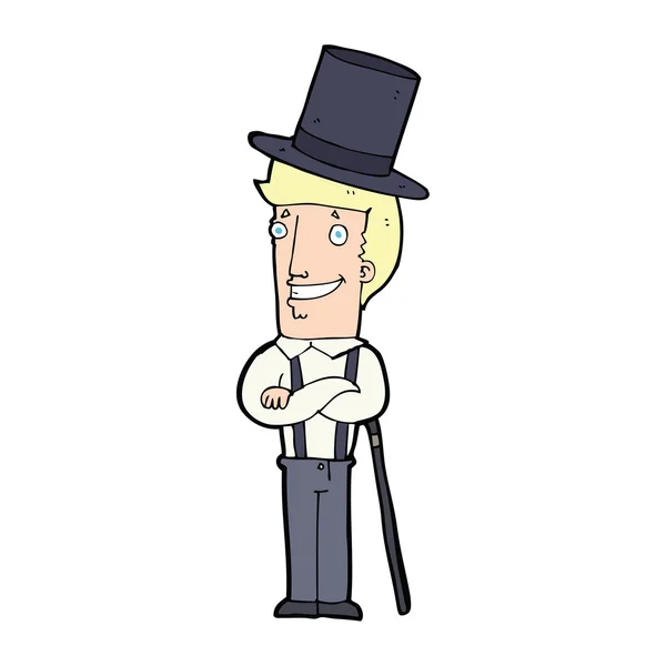 Cartoon man dragen top hat — Stockvector