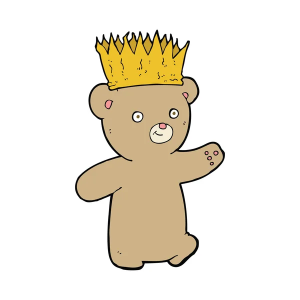 Cartoon teddy bear wearing paper crown — Stock Vector