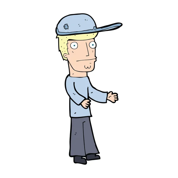 Dibujos animados preocupado hombre usando sombrero — Vector de stock