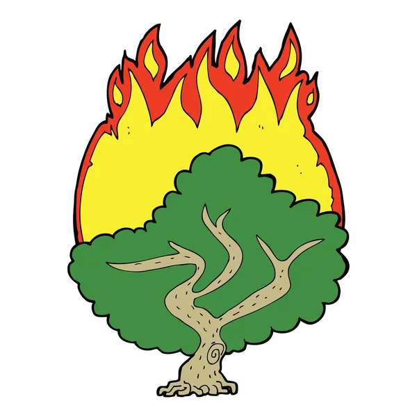 Cartoon brinnande träd — Stock vektor
