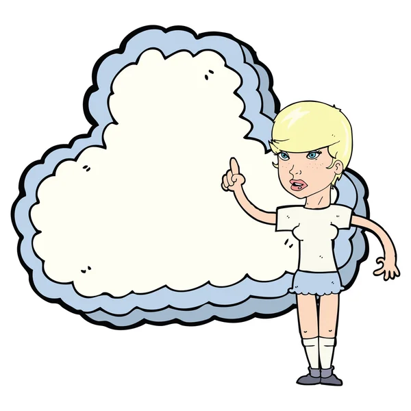Femme avec nuage d'espace texte — Image vectorielle