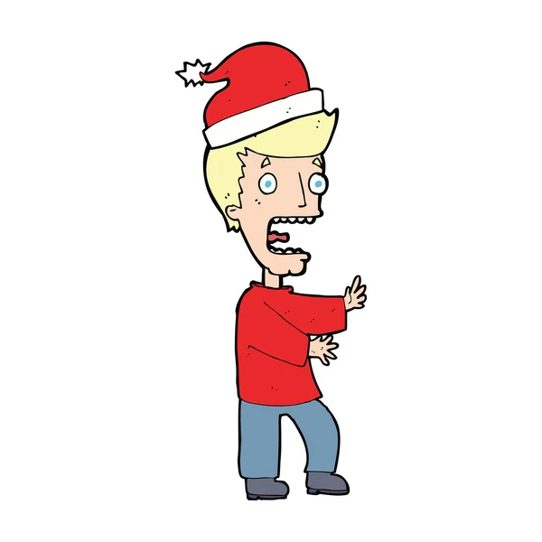 Cartoon man klaar voor Kerstmis — Stockvector