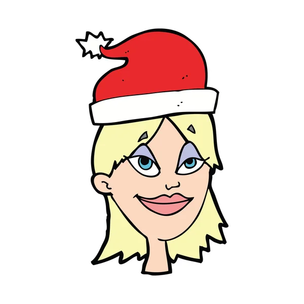 Mujer de dibujos animados listo para la Navidad — Vector de stock