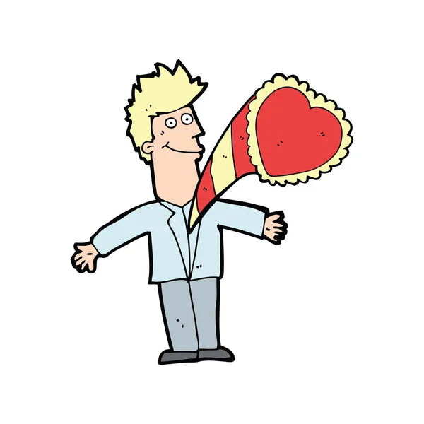 Karikatura člověka s láskou srdce — Stockový vektor