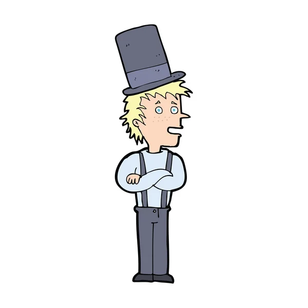 Cartoon man dragen top hat — Stockvector