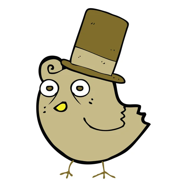 Мультяшний птах у капелюсі — стоковий вектор