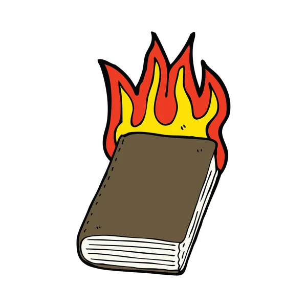 Çizgi film yanan kitap — Stok Vektör