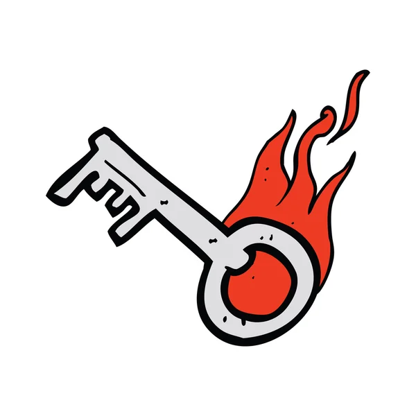 Cartoon flammender Schlüssel — Stockvektor