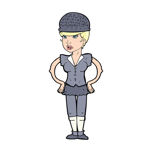 Cartoon vrouw dragen hoed — Stockvector
