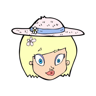 çizgi film kadın giyiyor yaz şapka