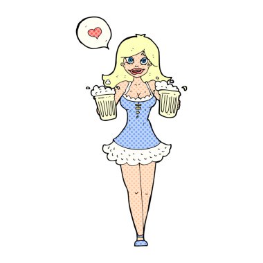 bira hizmet veren çizgi film kadın