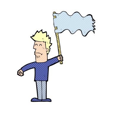 çizgi film mutsuz adam bayrak sallayarak