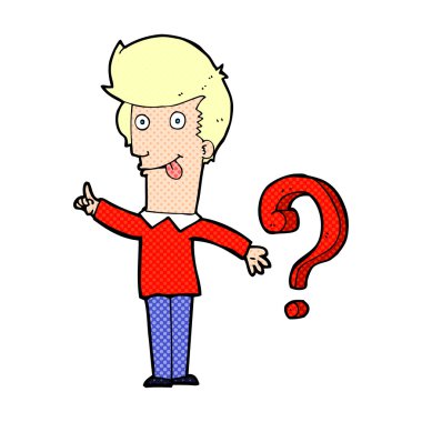 Sorusu olan çizgi film adamı.