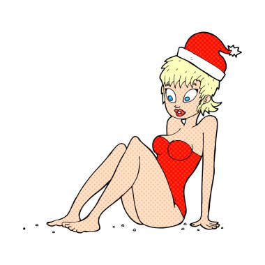 Çizgi film mayo modeli Noel şapkasıyla