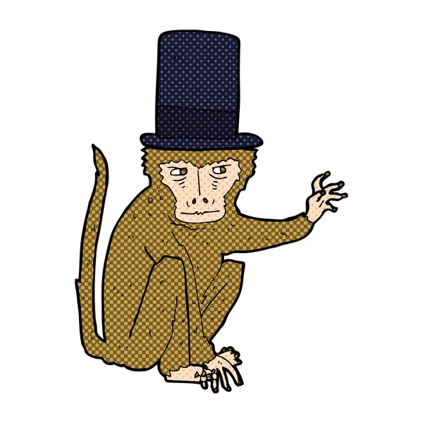 Cartoon monkey wearing top hat — Stock Vector