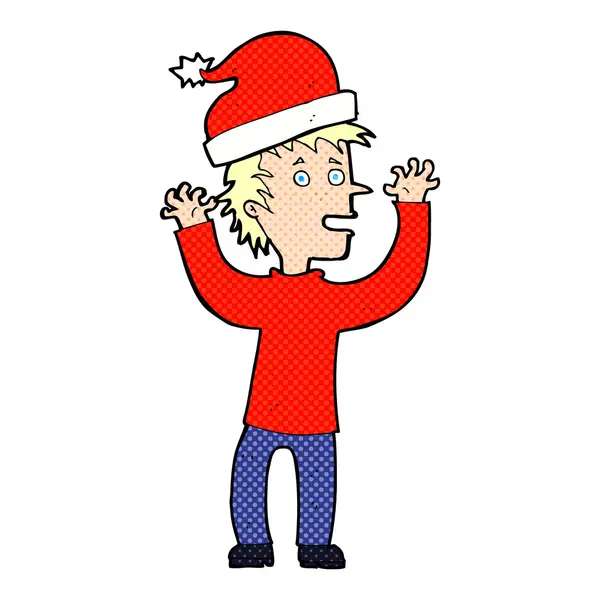 Hombre de dibujos animados listo para la Navidad — Vector de stock