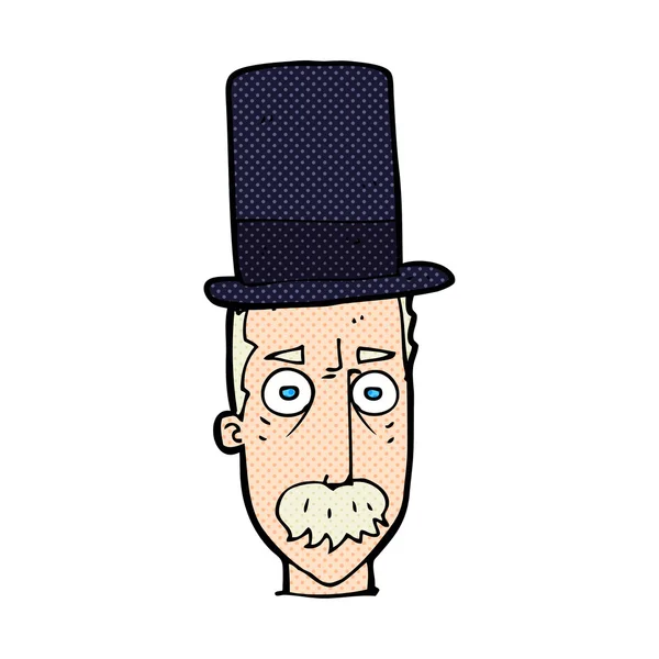 Dessin animé homme portant chapeau haut de forme — Image vectorielle