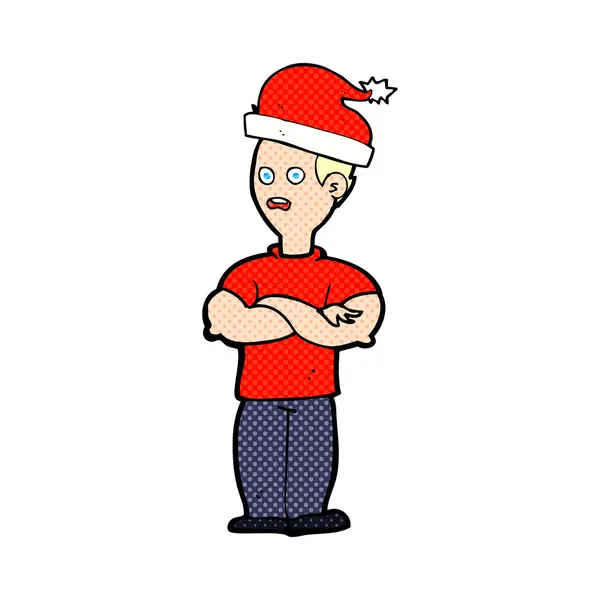 Hombre de dibujos animados listo para la Navidad — Vector de stock