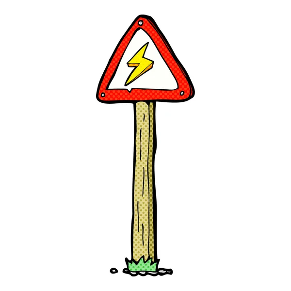 Signe d'avertissement électrique dessin animé — Image vectorielle