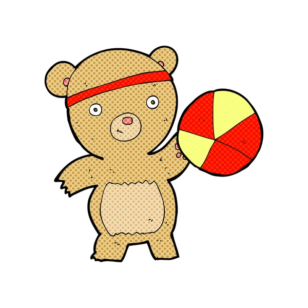 Urso dos desenhos animados jogando esportes — Vetor de Stock