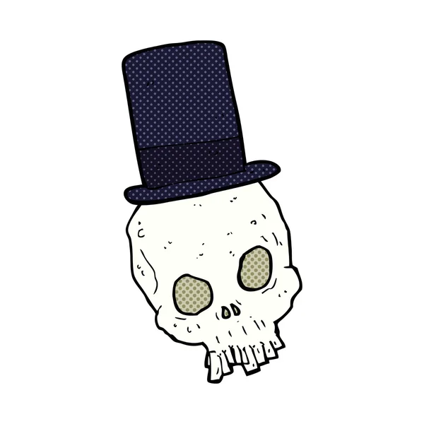 Cartoon skull wearing top hat — Stock Vector