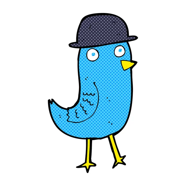 Dibujos animados bluebird usando sombrero — Vector de stock