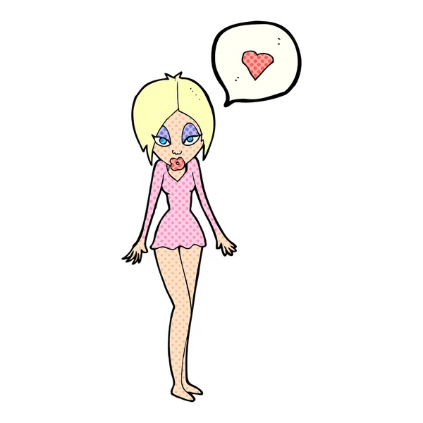 Cartoon vrouw met liefde hart — Stockvector