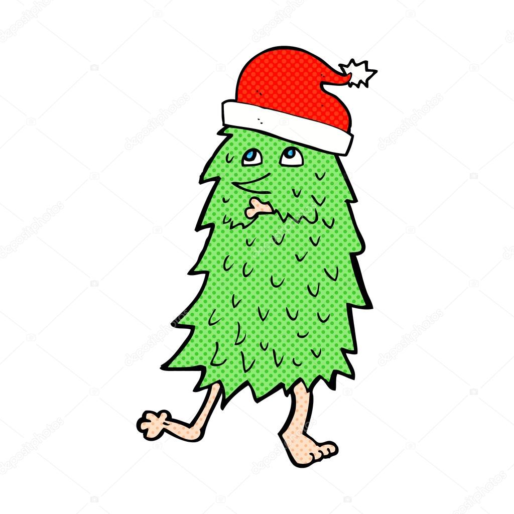 Cartoon christmas tree dancing Stock Illustration by ©lineartestpilot