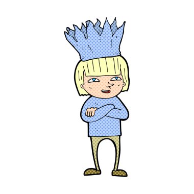 karikatür kişi giyen kağıt taç