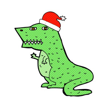 çizgi film dinozor Noel şapkalı