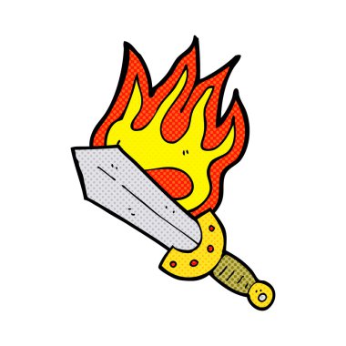 karikatür flaming kılıç