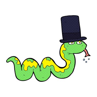 Çizgi film yılanı silindir şapkada