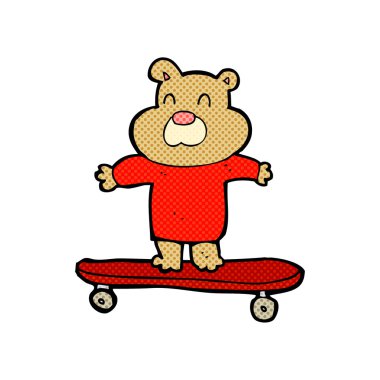 çizgi film ayı kaykay üzerinde