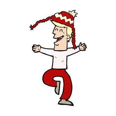 çizgi film adam giyen kış şapka