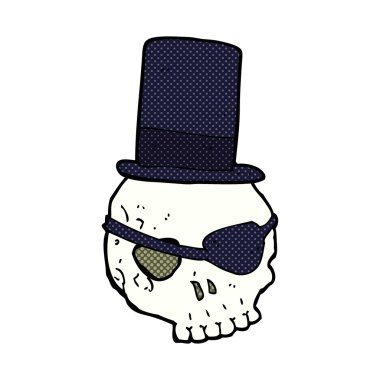 Kafatası silindir şapka karikatür