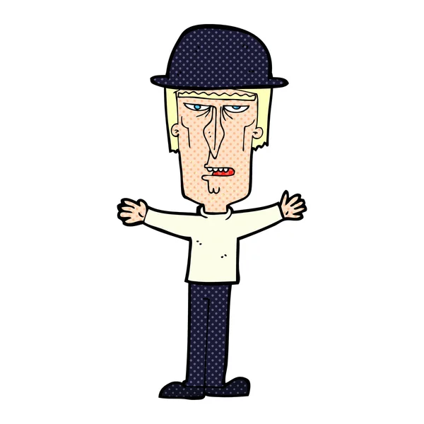 Homem dos desenhos animados usando chapéu de jogador — Vetor de Stock