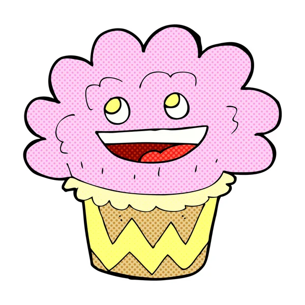 Cupcake feliz desenhos animados — Vetor de Stock