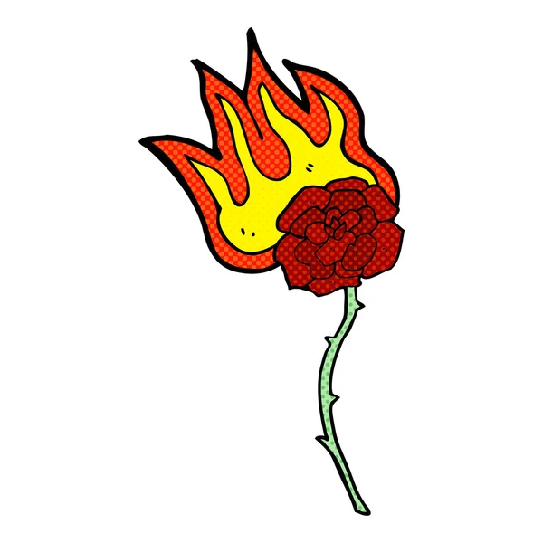 燃えるバラ漫画 — ストックベクタ