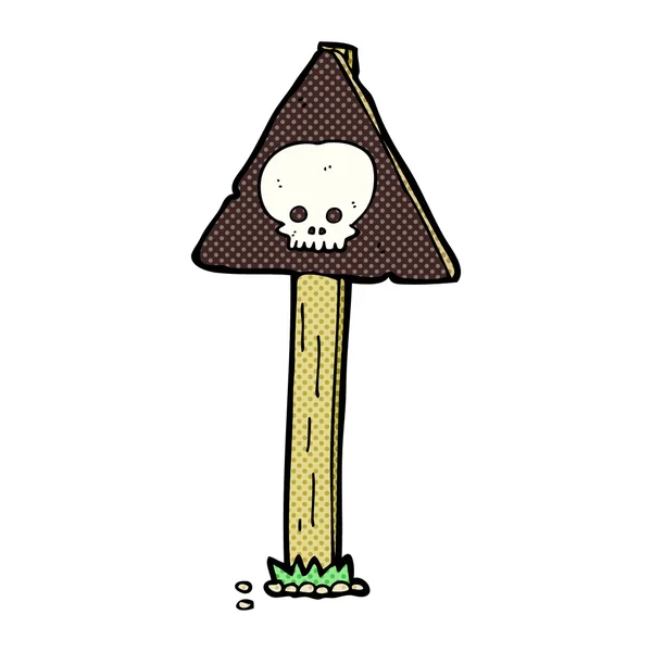 Cartoon spooky skull signpost — Stock Vector