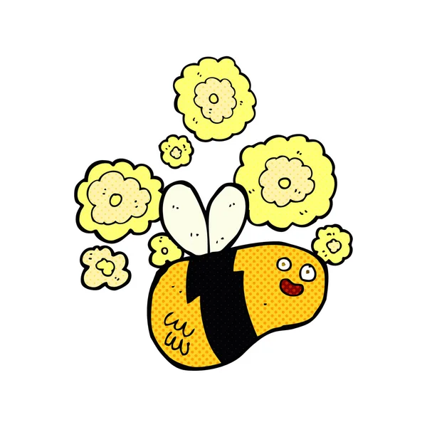 Hand dras cartoon bee — Stock vektor