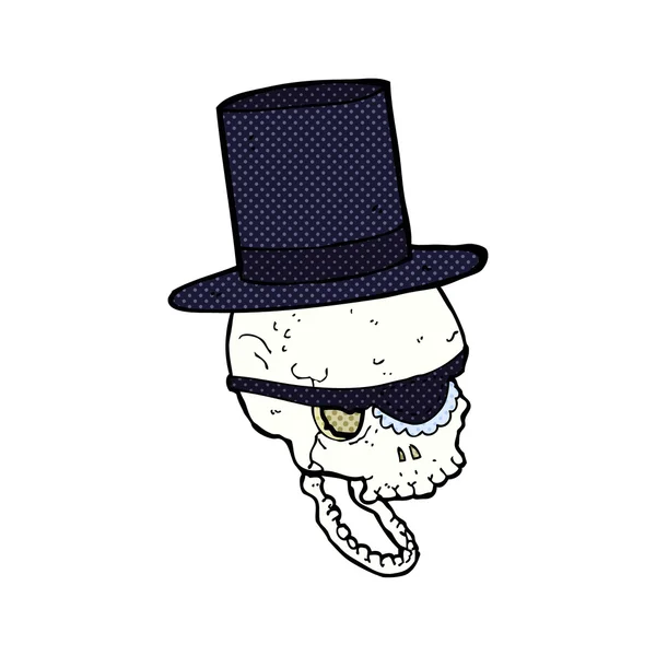 Cartoon skull in top hat — Stock Vector