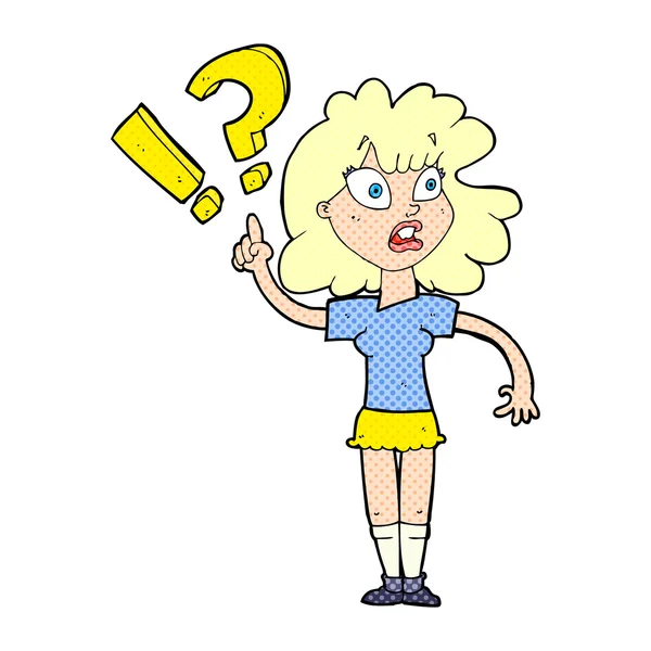 Cartoon Frau mit Frage — Stockvektor