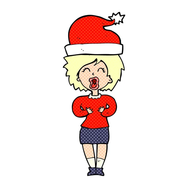 Femme dessin animé se préparer pour Noël — Image vectorielle