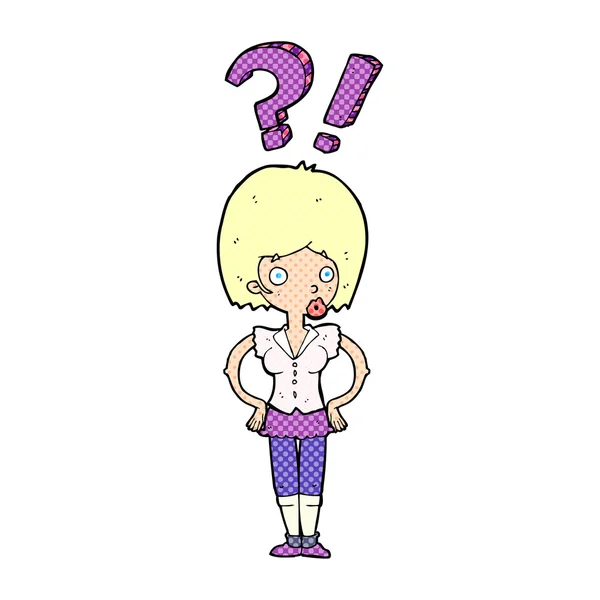 Cartoon woman asking question — Stock Vector