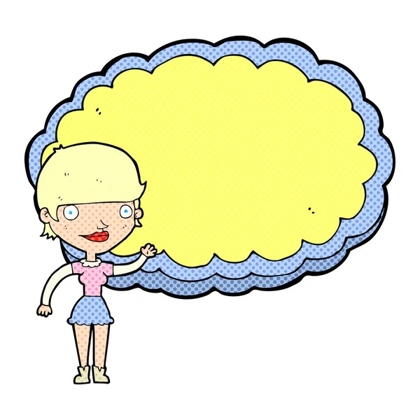 Γελοιογραφία γυναίκα με χώρο κείμενο σύννεφο — Διανυσματικό Αρχείο