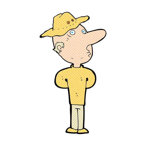 Hombre de dibujos animados en sombrero — Vector de stock