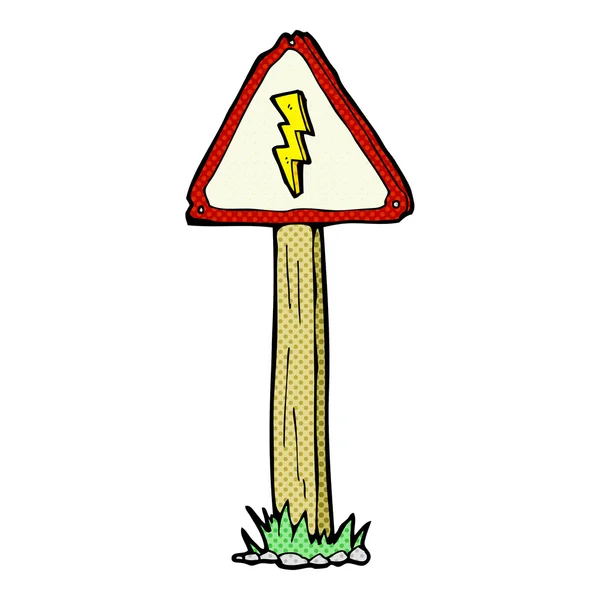 Señal de advertencia eléctrica de dibujos animados — Vector de stock