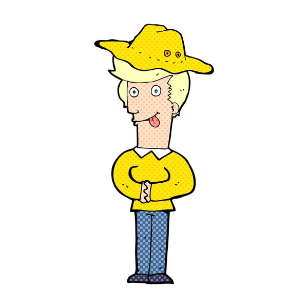 Homem dos desenhos animados em chapéu —  Vetores de Stock