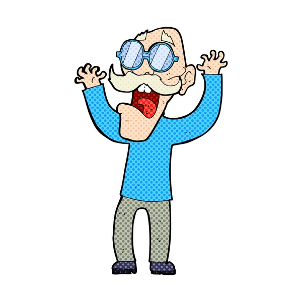 Gözlüklü yaşlı adam çizgi film — Stok Vektör